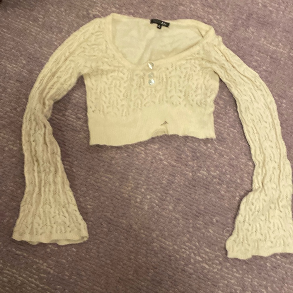 Paper moon cropped long sleeve top